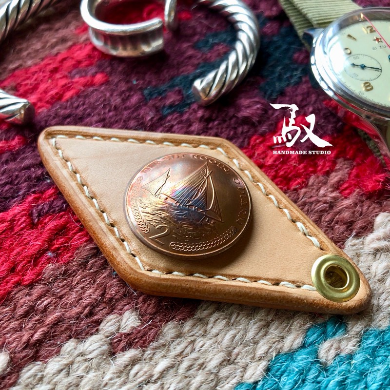 驭原创手工皮具 原创真币钥匙牌 DIY意大利进口头层牛皮车匙挂饰