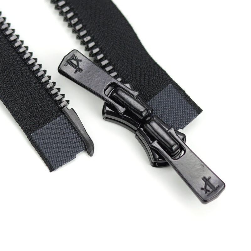 日本YKK Excella 5号玉米牙 双头服装门襟开口拉链 580 X1 亮黑齿