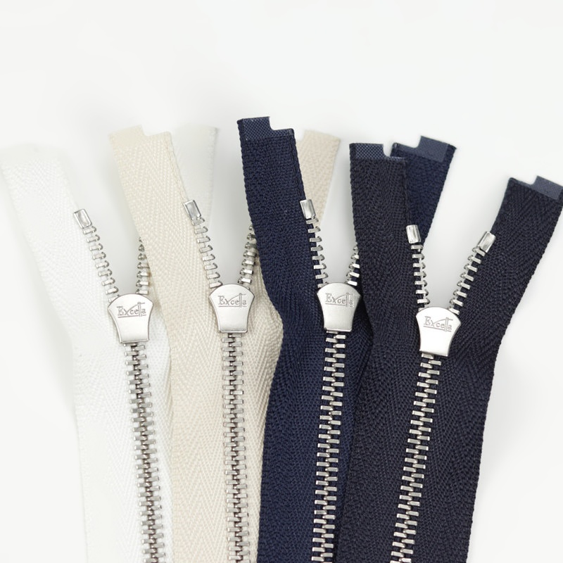 YKK Excella 3号 单头平牙门襟开口拉链 030 031 233 PC 银色齿